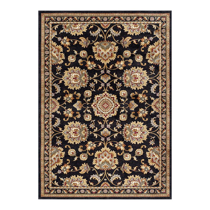 KHL Rugs Charlotte Framed Area Rug, Black, 5X7 Ft