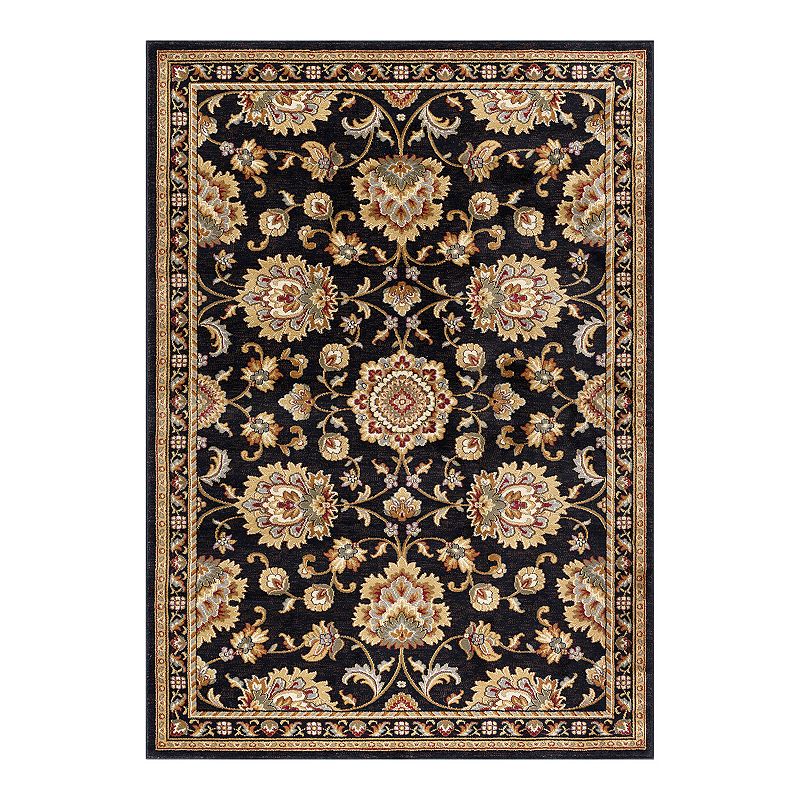 KHL Rugs Charlotte Framed Area Rug, Black, 8X10 Ft