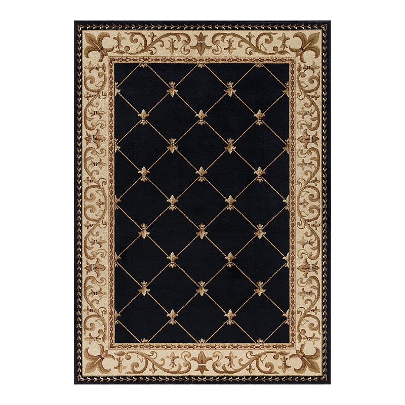 KHL Rugs Orleans Border Area Rug, Black, 5X7 Ft