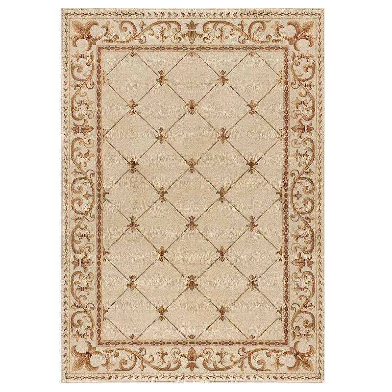 KHL Rugs Orleans Border Area Rug, White, 8Ft Rnd