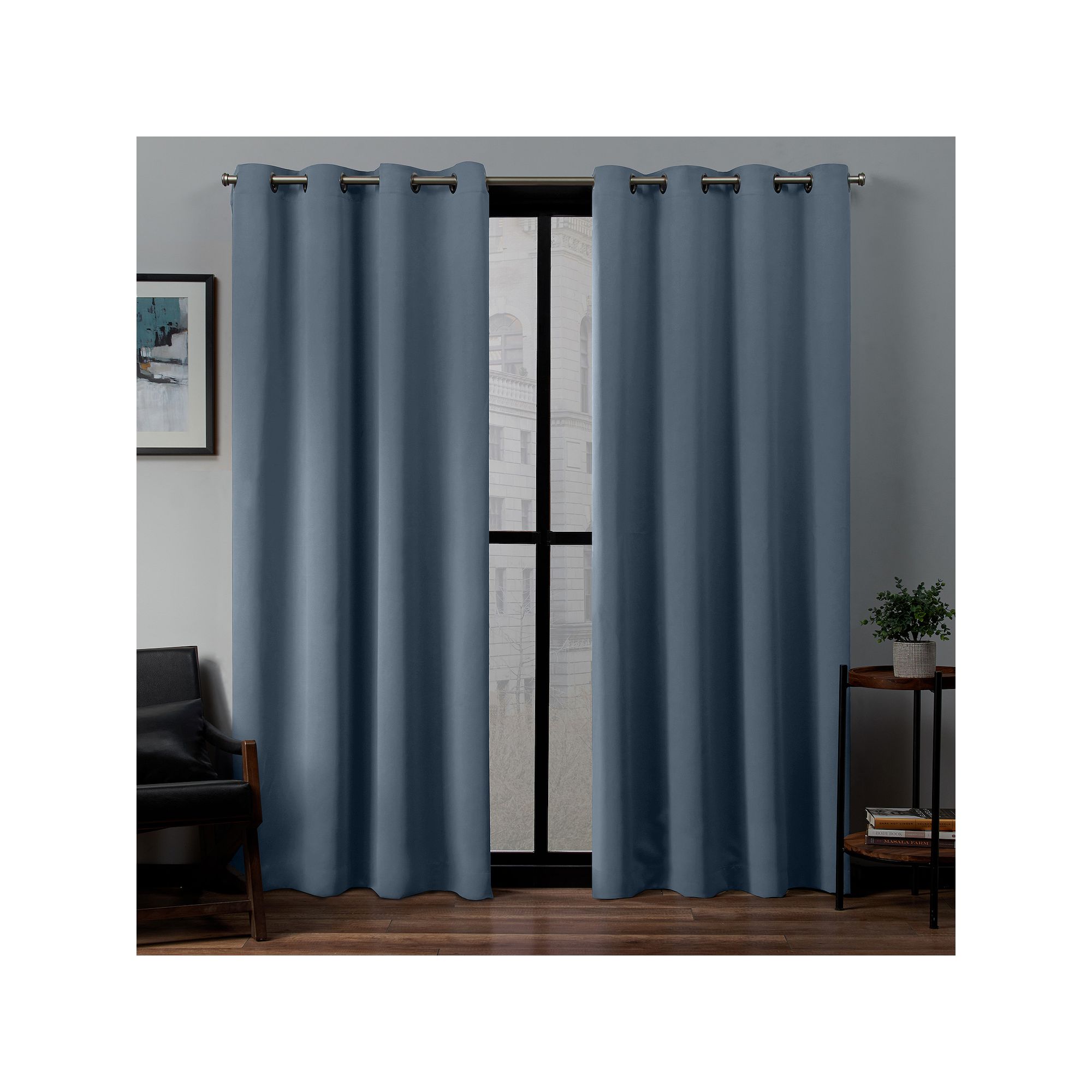 Exclusive Home 2-pack Sateen Twill Woven Blackout Window Curtains, Blue