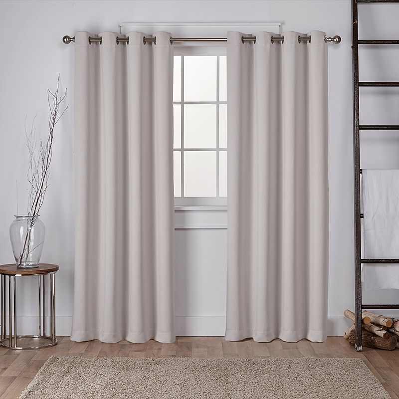 Exclusive Home Sateen Twill Woven Room Darkening Blackout Grommet Top Curtain Panel Pair  52 x63   Silver