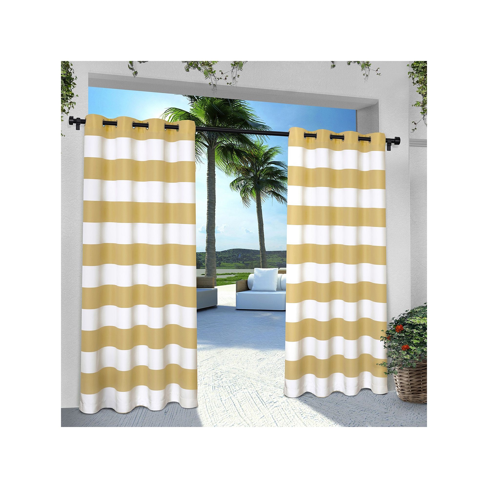 Exclusive Home 2-pack Indoor/Outdoor Stripe Cabana Window Curtains, Sundres