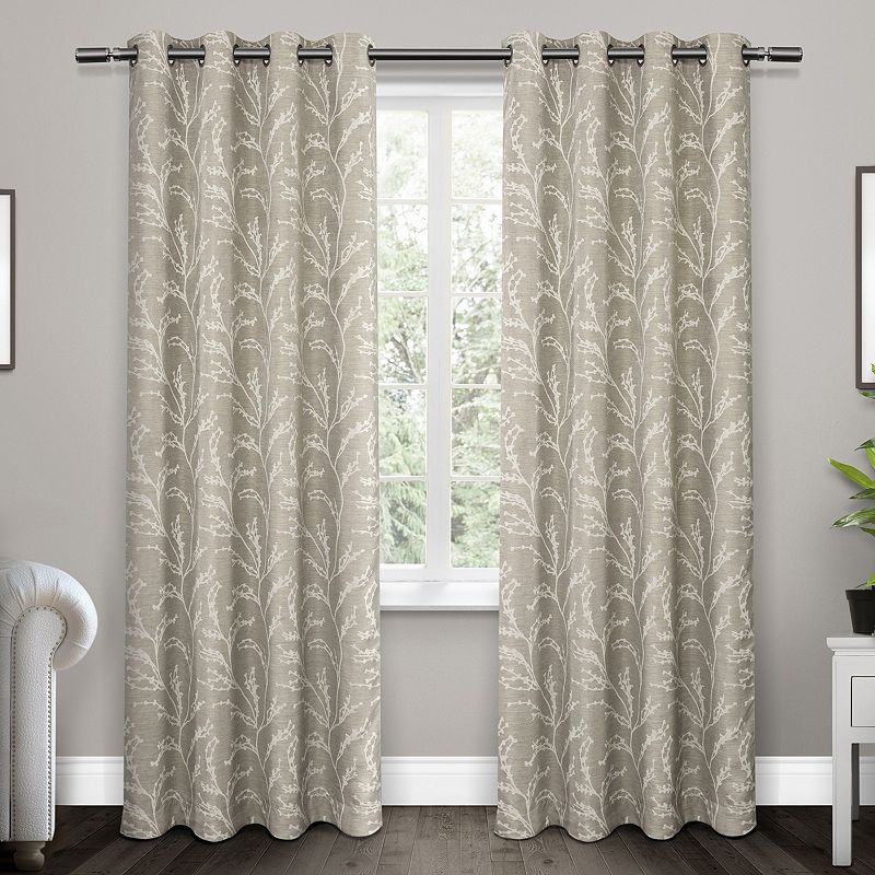 Set of 2 96"x52" Kilberry Woven Blackout Grommet Top Window Curtain Panel Light Gray - Exclusive Home: Thermal Insulated Drapes