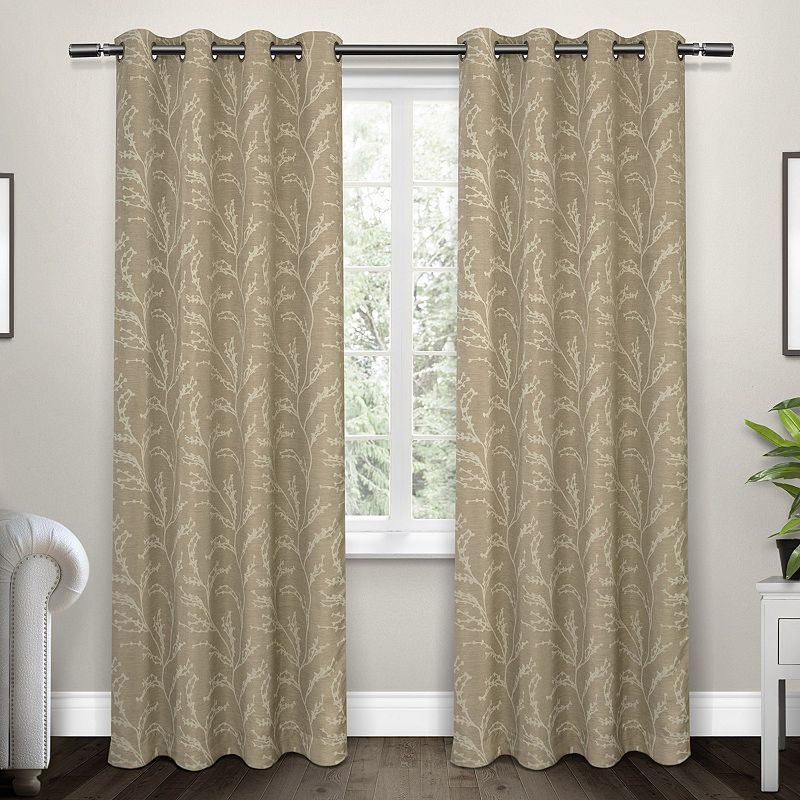 Set of 2 (63"x52") Kilberry Woven Blackout Grommet Top Window Curtain Panel Beige - Exclusive Home