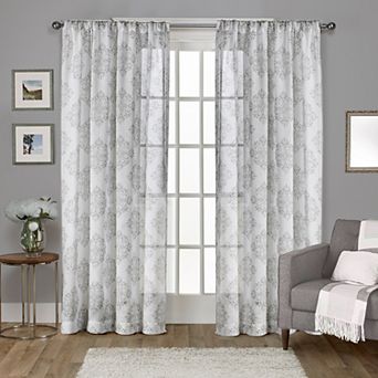 Exclusive Home 2-pack Nagano Medallion Belgian Sheer Window Curtains