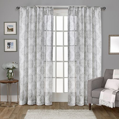 Exclusive Home 2pack Nagano Medallion Belgian Sheer Window Curtains