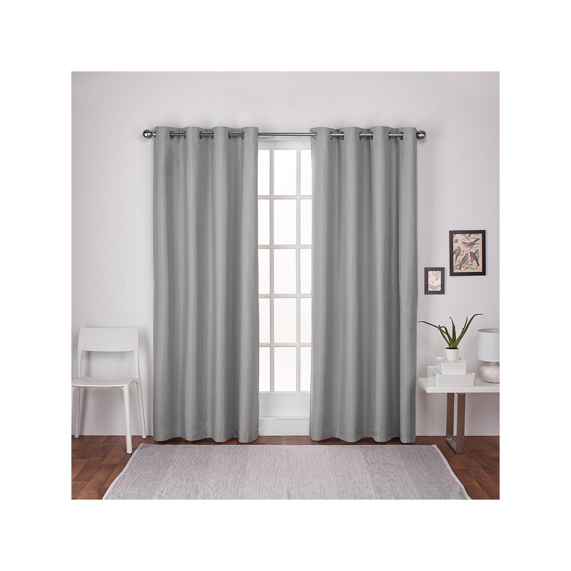 Exclusive Home 2-pack London Textured Woven Blackout Window Curtains, Dove 