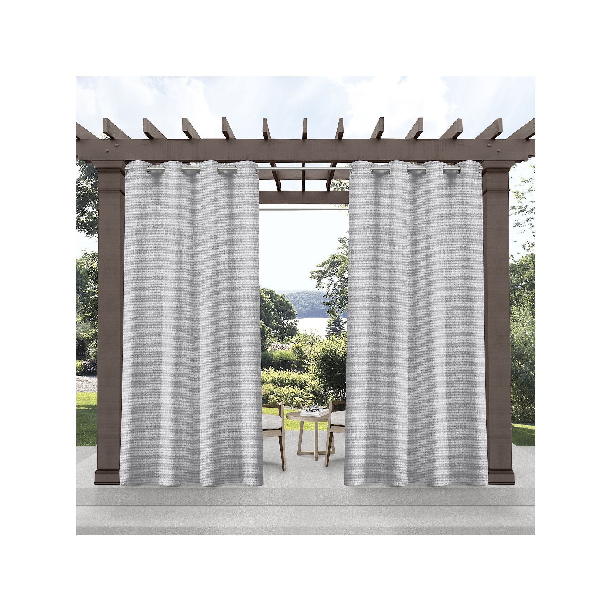 Exclusive Home 2-pack Miami Indoor/Outdoor Textured Window Curtains, Cloud 