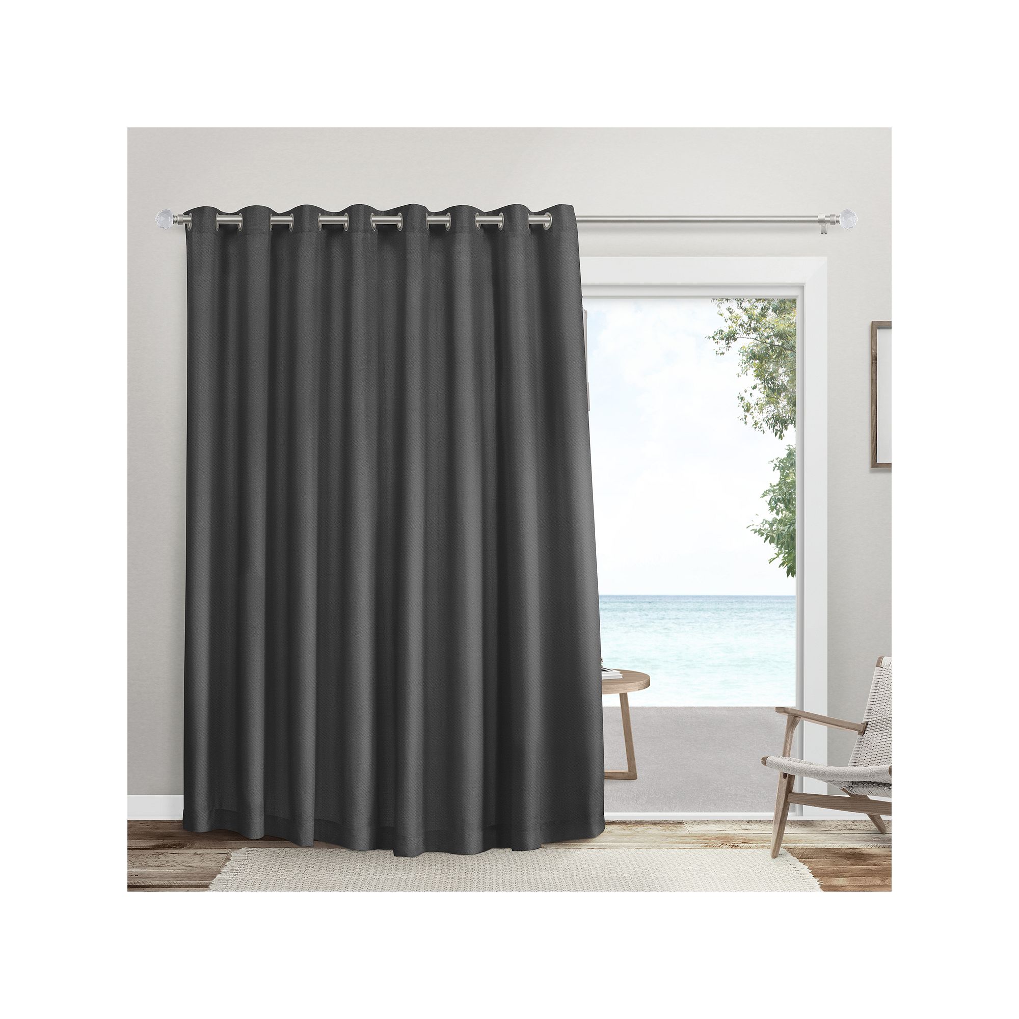 Exclusive Home 1-Panel Double Wide Sateen Patio Woven Blackout Window Curta