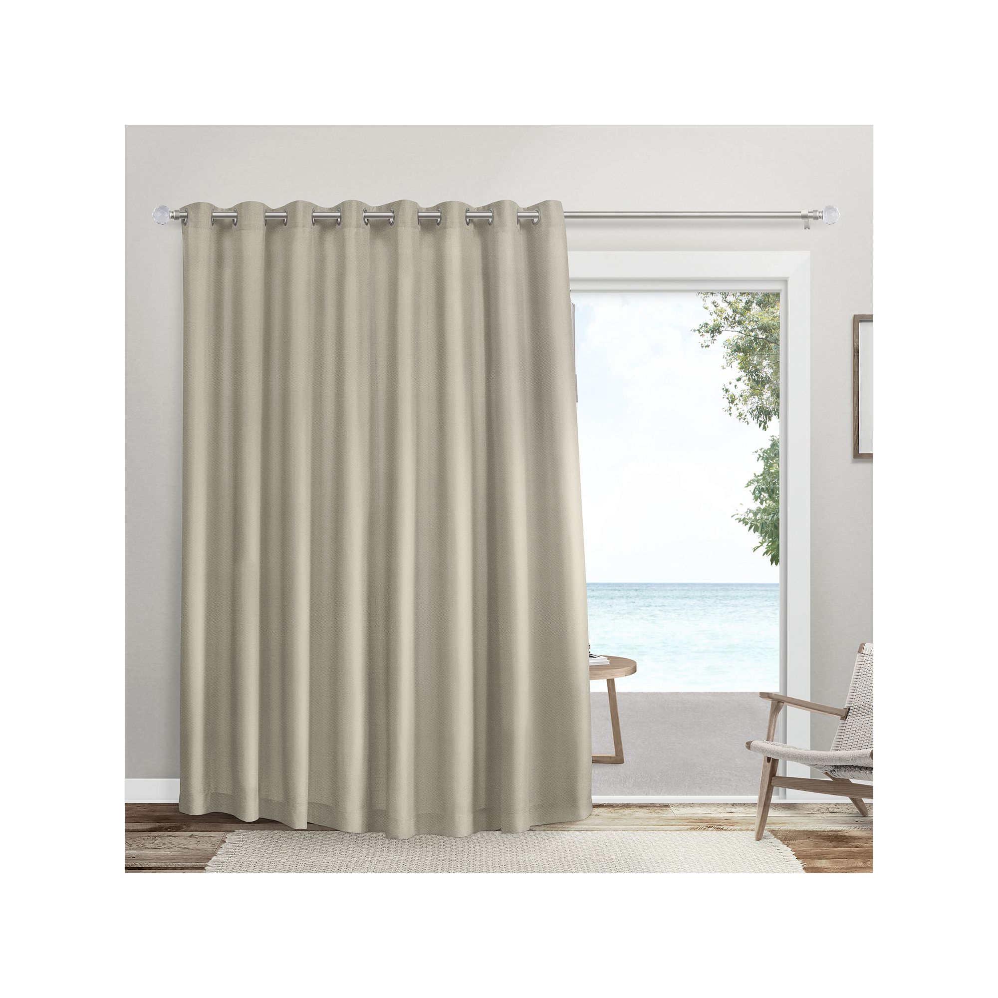 Exclusive Home 1-Panel Double Wide Sateen Patio Woven Blackout Window Curta