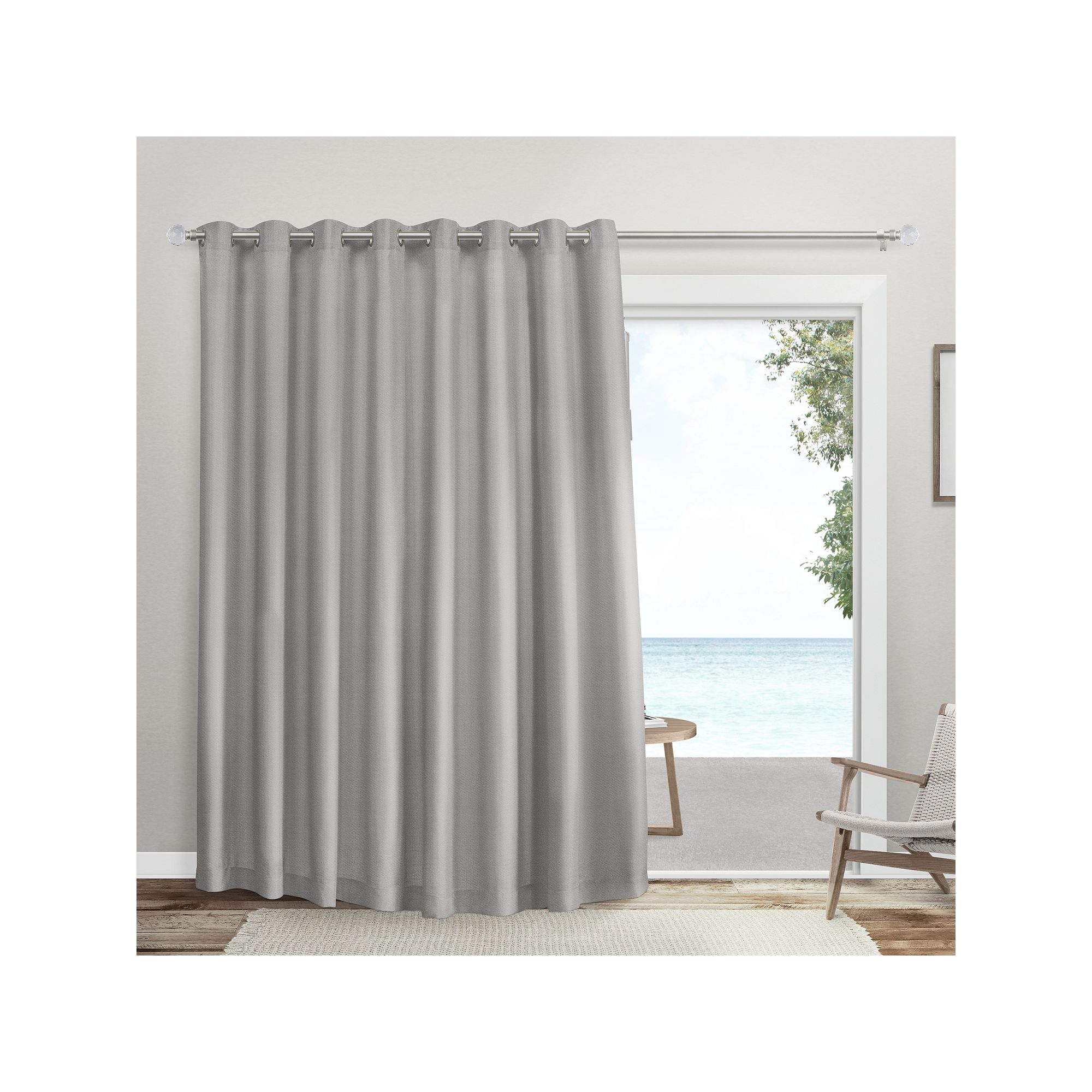 Exclusive Home 1-Panel Double Wide Sateen Patio Woven Blackout Window Curta