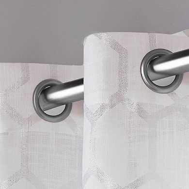 Exclusive Home 2-pack Panza Metallic Geometric Print Sheer Window Curtains