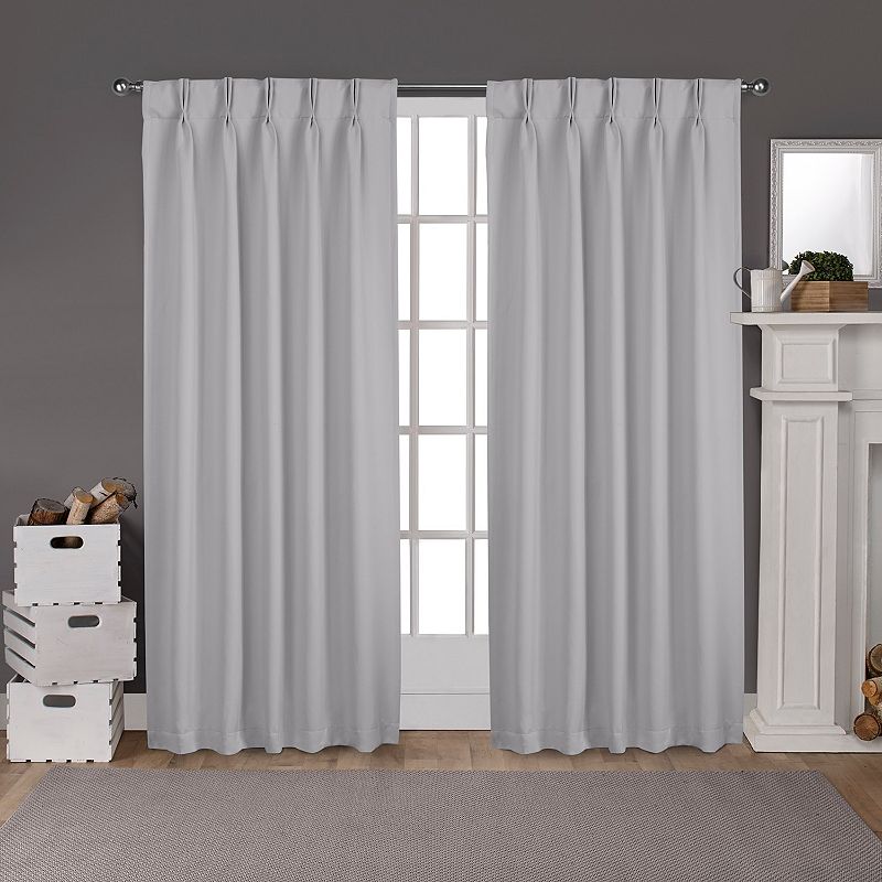Exclusive Home Sateen Twill Woven Room Darkening Blackout Pinch Pleat/Hidden Tab Top Curtain Panel Pair  108  Length  Silver