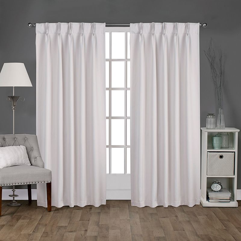 Exclusive Home Sateen Twill Woven Room Darkening Blackout Pinch Pleat/Hidden Tab Top Curtain Panel Pair  96  Length  Vanilla