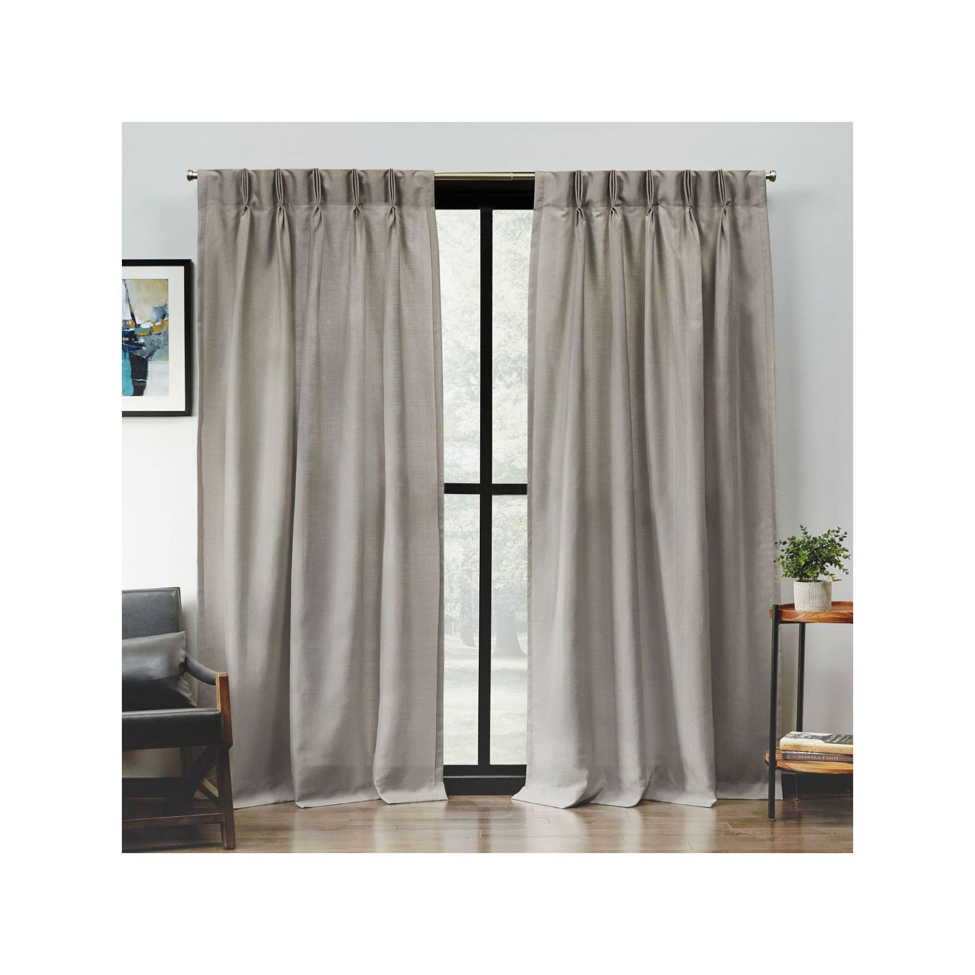 Exclusive Home Set of 2 Loha Light Filtering Pinch Pleat Window Curtain Pan