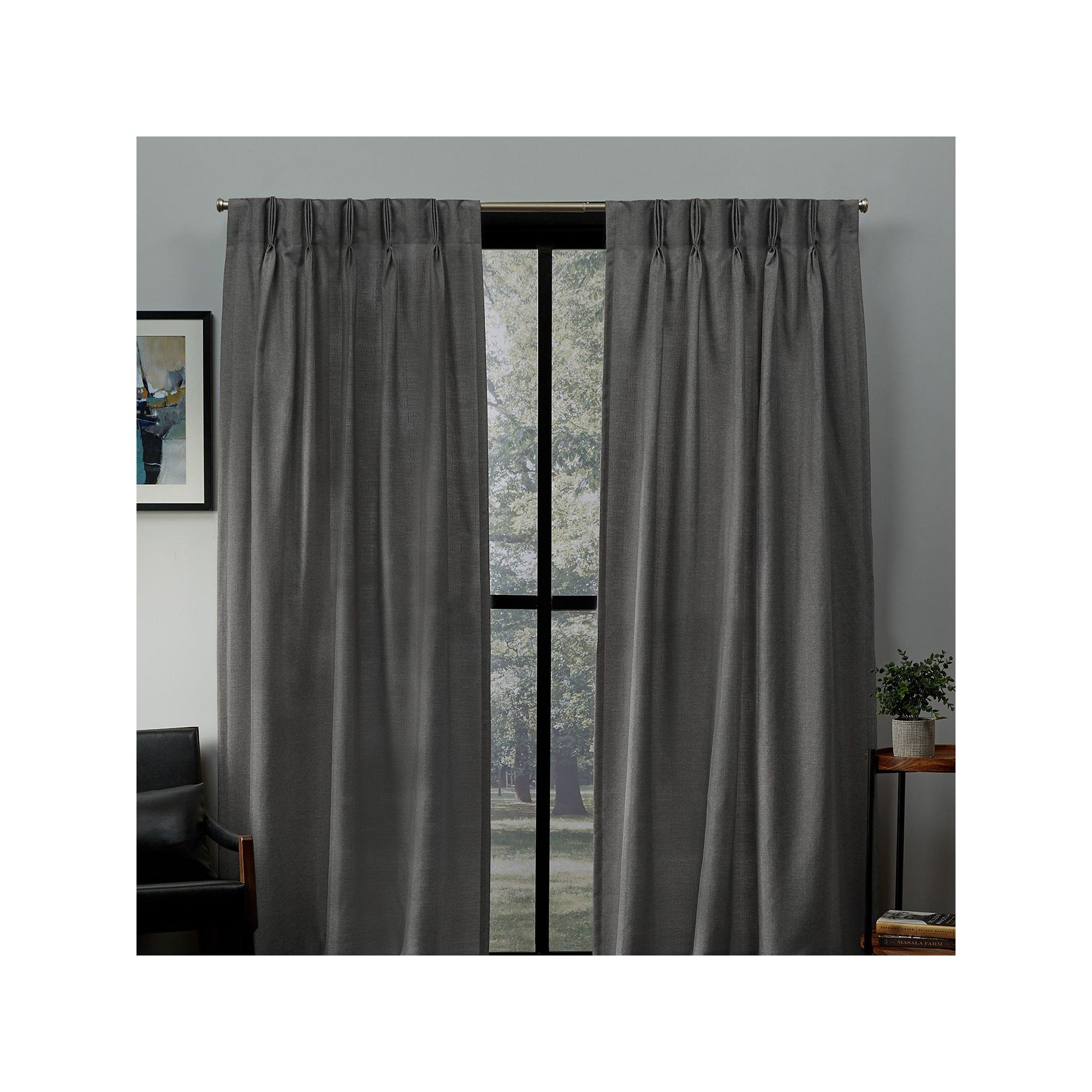 Exclusive Home Set of 2 Loha Light Filtering Pinch Pleat Window Curtain Pan