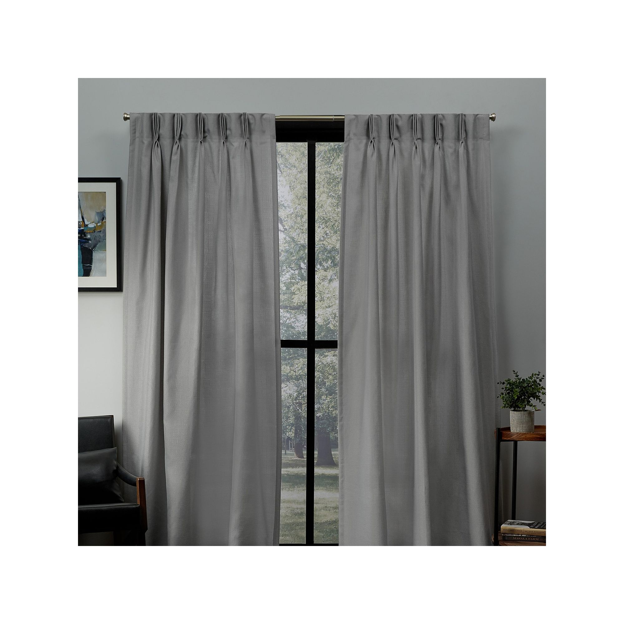 Exclusive Home Set of 2 Loha Light Filtering Pinch Pleat Window Curtain Pan