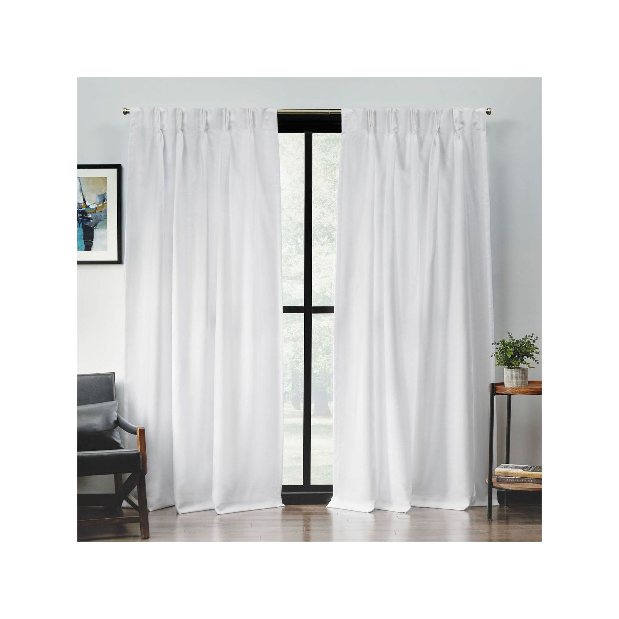 Exclusive Home Set of 2 Loha Light Filtering Pinch Pleat Window Curtain Pan