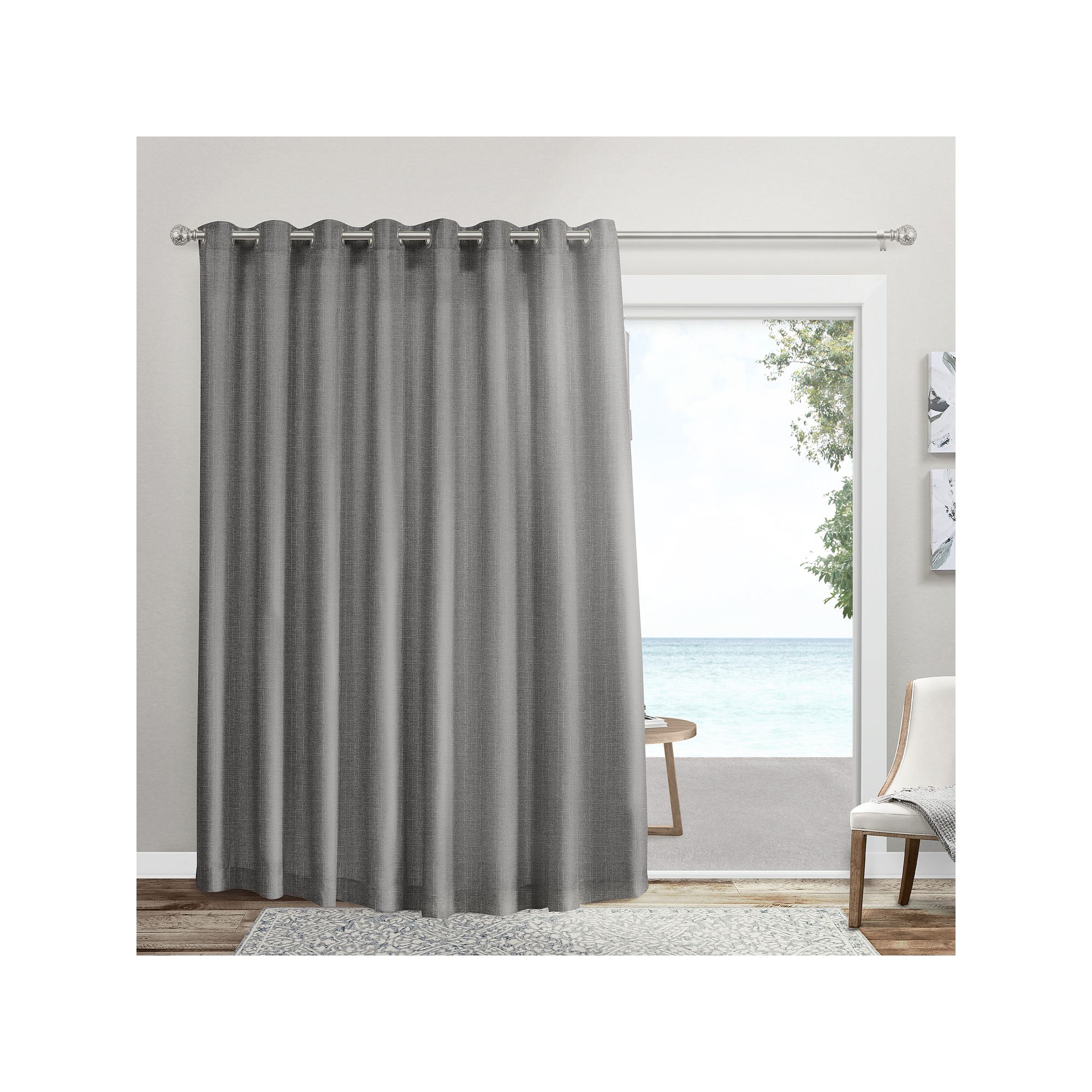 Exclusive Home Loha Patio Grommet Top Window Curtain, Black Pearl