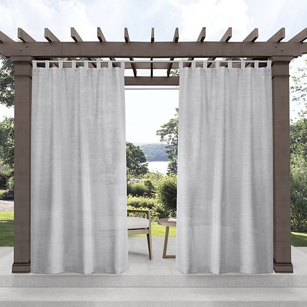 Exclusive Home Curtains Miami Semi-Sheer Indoor/Outdoor Tab Top Curtain Panel Pair, 54x84, Cloud Grey