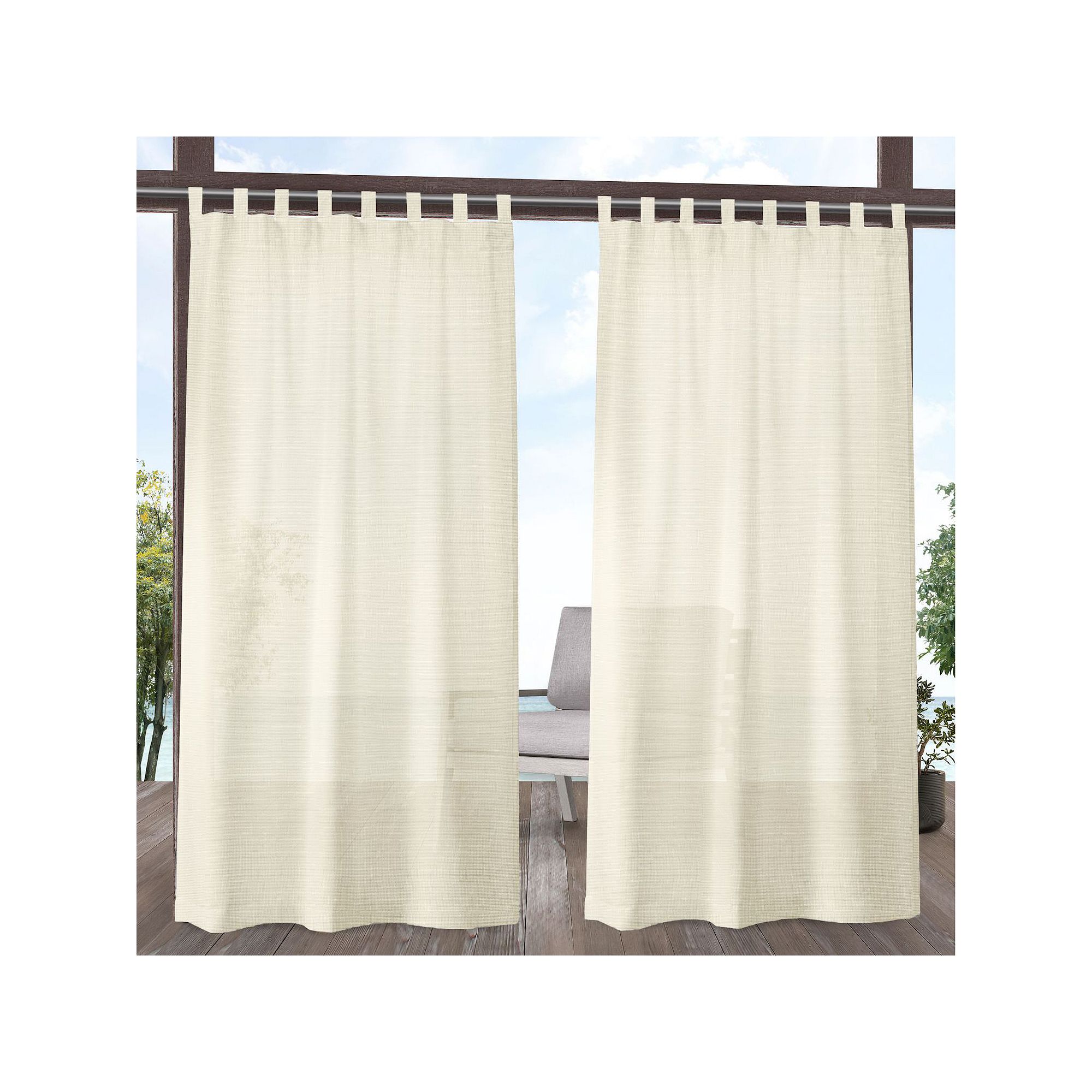 Exclusive Home 2-pack Miami Indoor/Outdoor Textured Tab Top Window Curtains