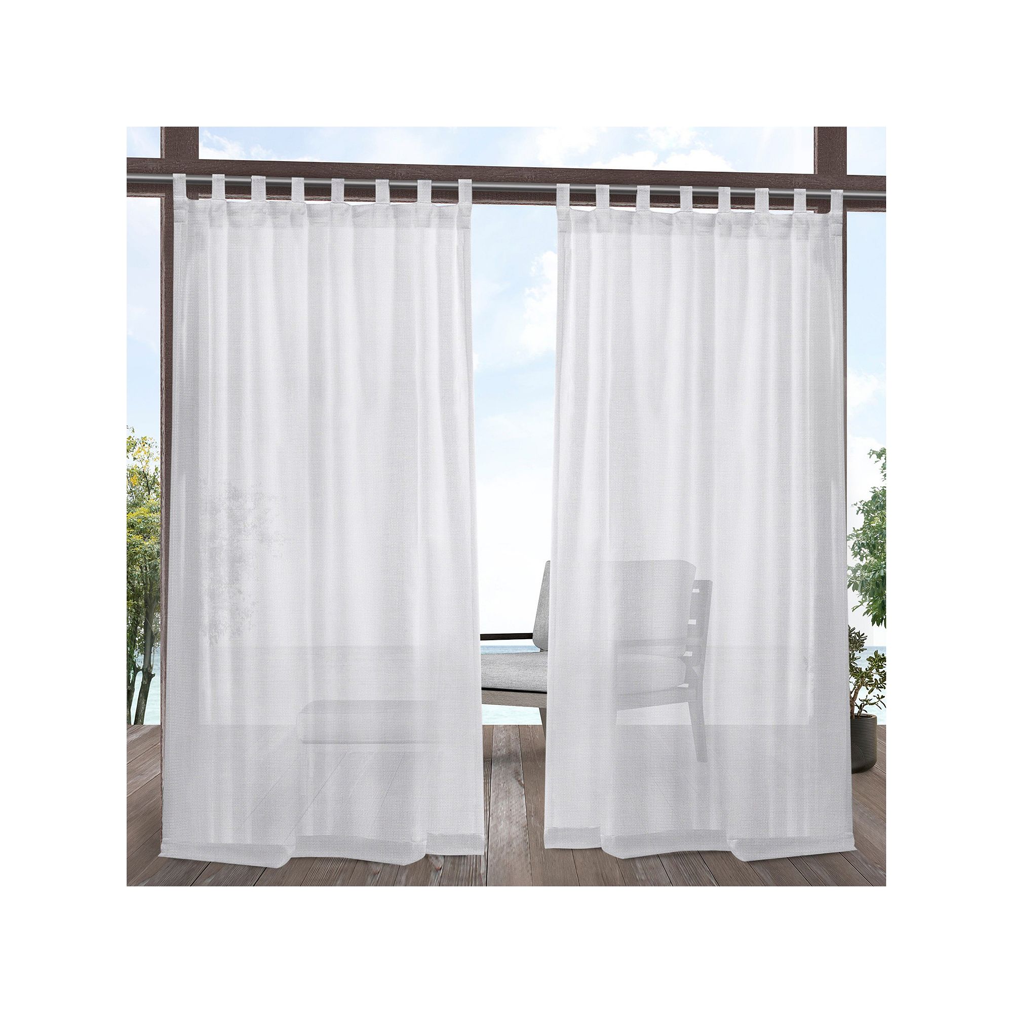 Exclusive Home 2-pack Miami Indoor/Outdoor Textured Tab Top Window Curtains