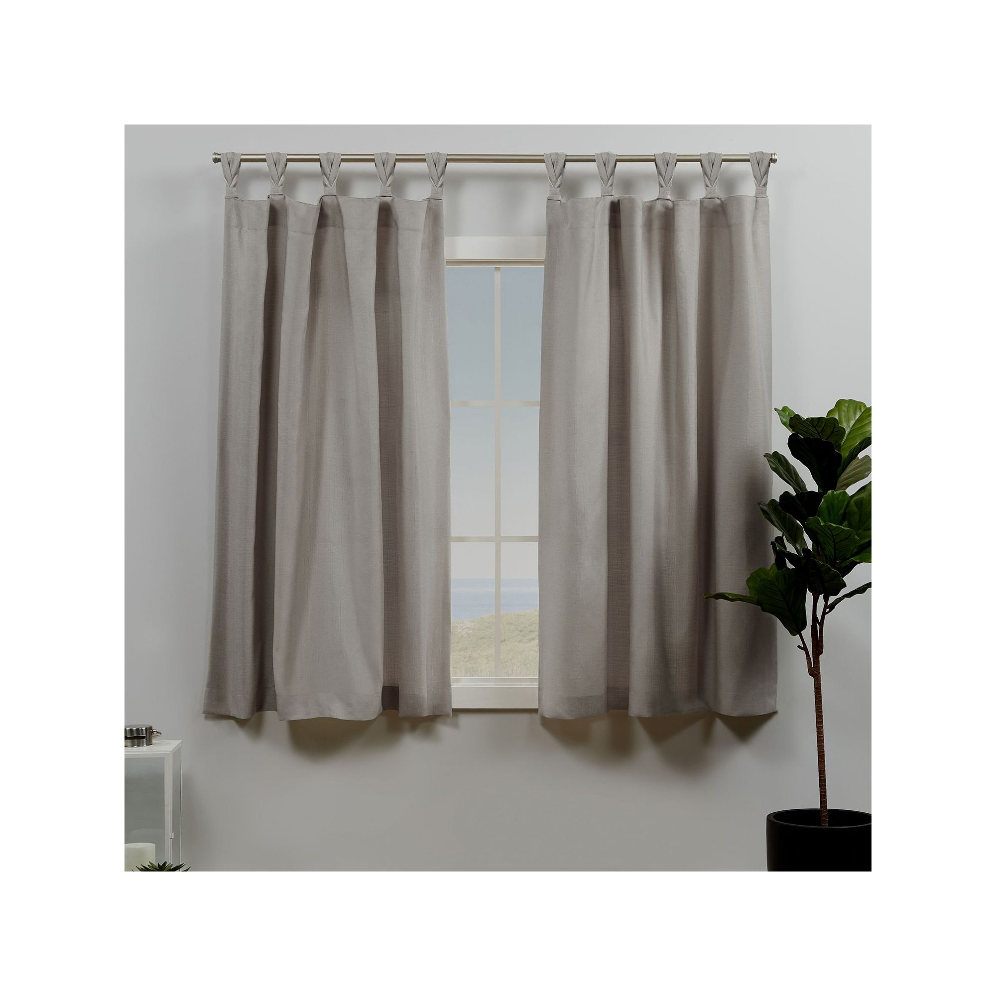 Exclusive Home 2-pack Loha Linen Braided Window Curtains, Beige