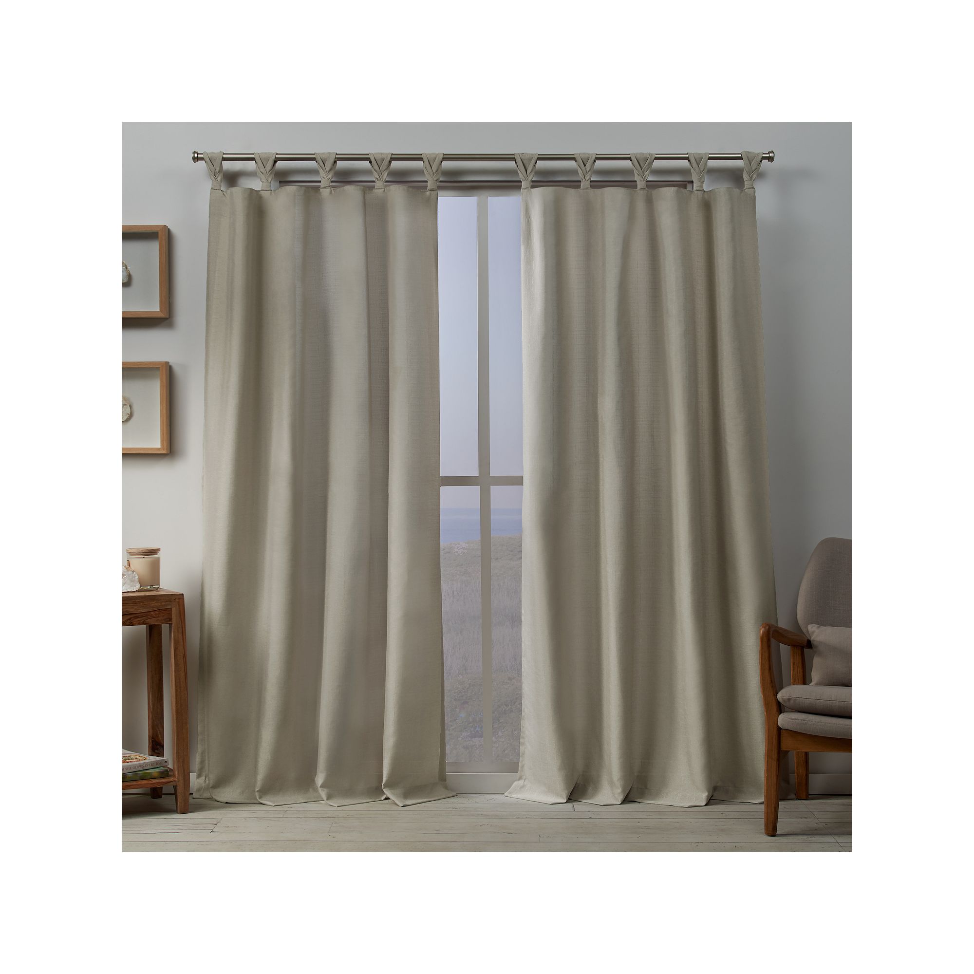 Exclusive Home 2-pack Loha Linen Braided Window Curtains, Natural