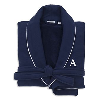 Linum Home Textiles Turkish Cotton Personalized Waffle Terry Bathrobe & Satin Piped Trim