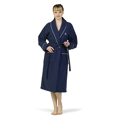 Linum Home Textiles Turkish Cotton Personalized Waffle Terry Bathrobe & Satin Piped Trim