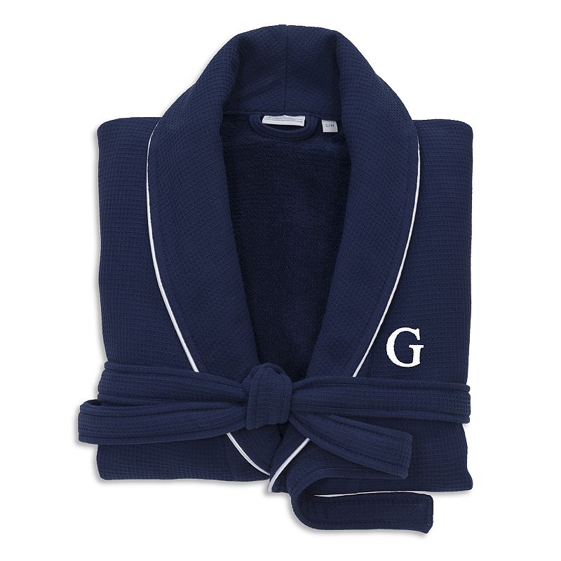 Linum Home Textiles Turkish Cotton Personalized Waffle Terry Bathrobe & Satin Piped Trim, Adult Unisex, Size: Small/Medium, G