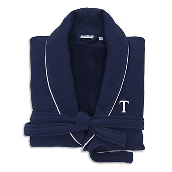 Linum Home Textiles Turkish Cotton Personalized Waffle Terry Bathrobe & Satin Piped Trim
