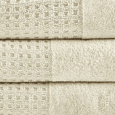 Madison Park Spa Waffle Cotton 6 piece Jacquard Antimicrobial Bath Towel Set