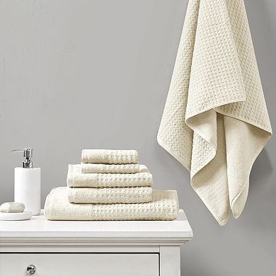 Madison Park Spa Waffle Cotton 6-piece Jacquard Bath Towel Set