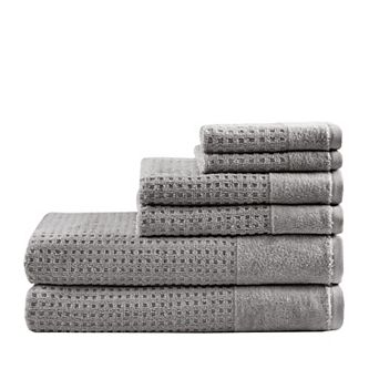 Madison Park Spa Waffle Cotton 6 pc Jacquard Antimicrobial Bath Towel Set
