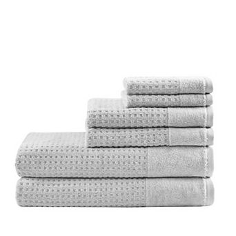 Madison Park Spa Waffle Cotton 6 pc Jacquard Antimicrobial Bath Towel Set