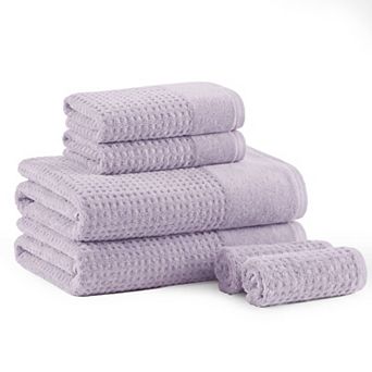 Madison Park Spa Waffle Cotton 6 pc Jacquard Antimicrobial Bath Towel Set
