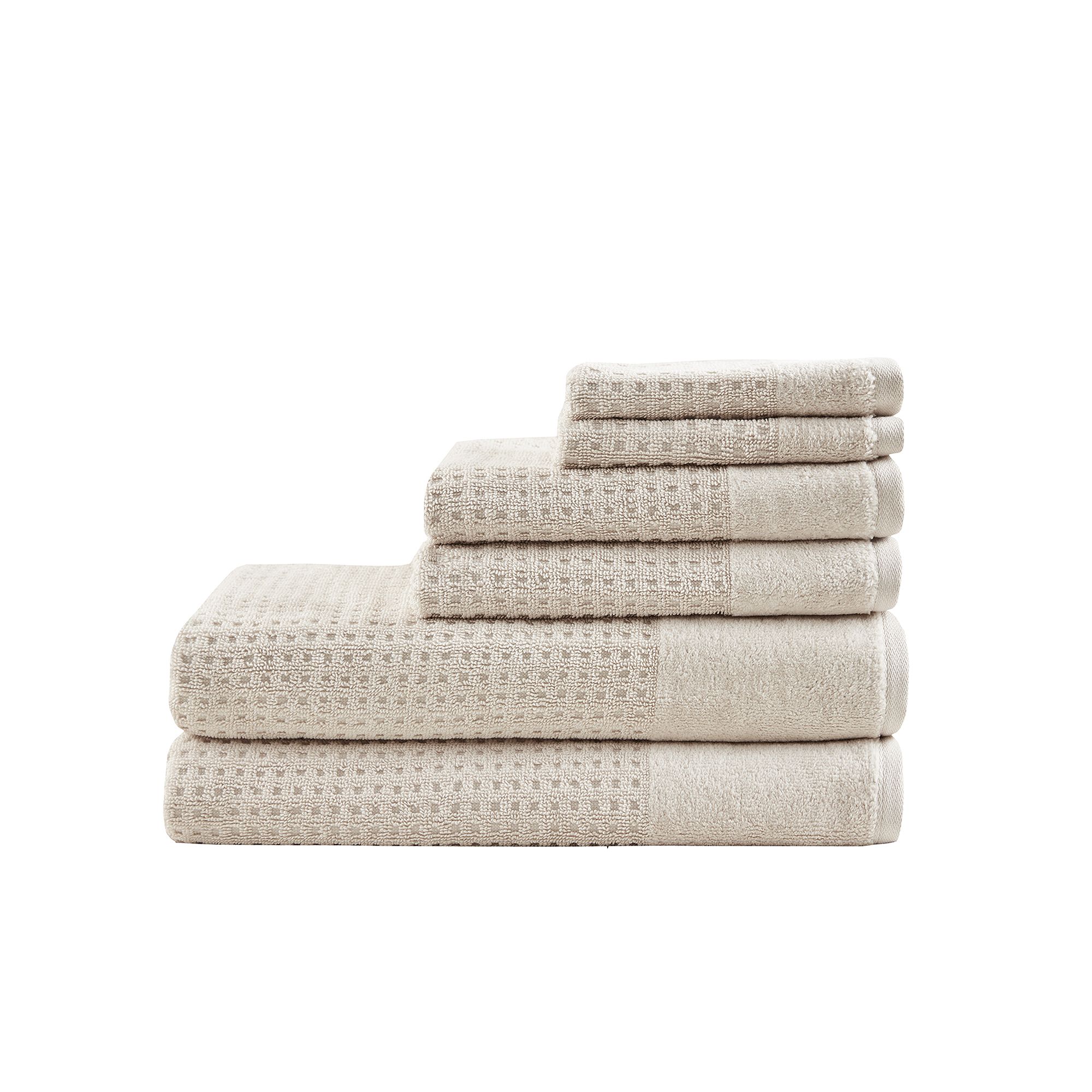 Madison Park Spa Waffle Cotton 6-piece Jacquard Antimicrobial Bath Towel Se