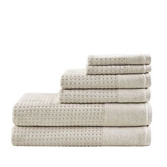 Madison Park Spa Waffle Cotton 6 pc Jacquard Antimicrobial Bath Towel Set