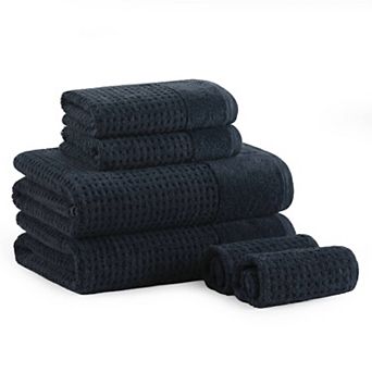 Madison Park Spa Waffle Cotton 6 pc Jacquard Antimicrobial Bath Towel Set