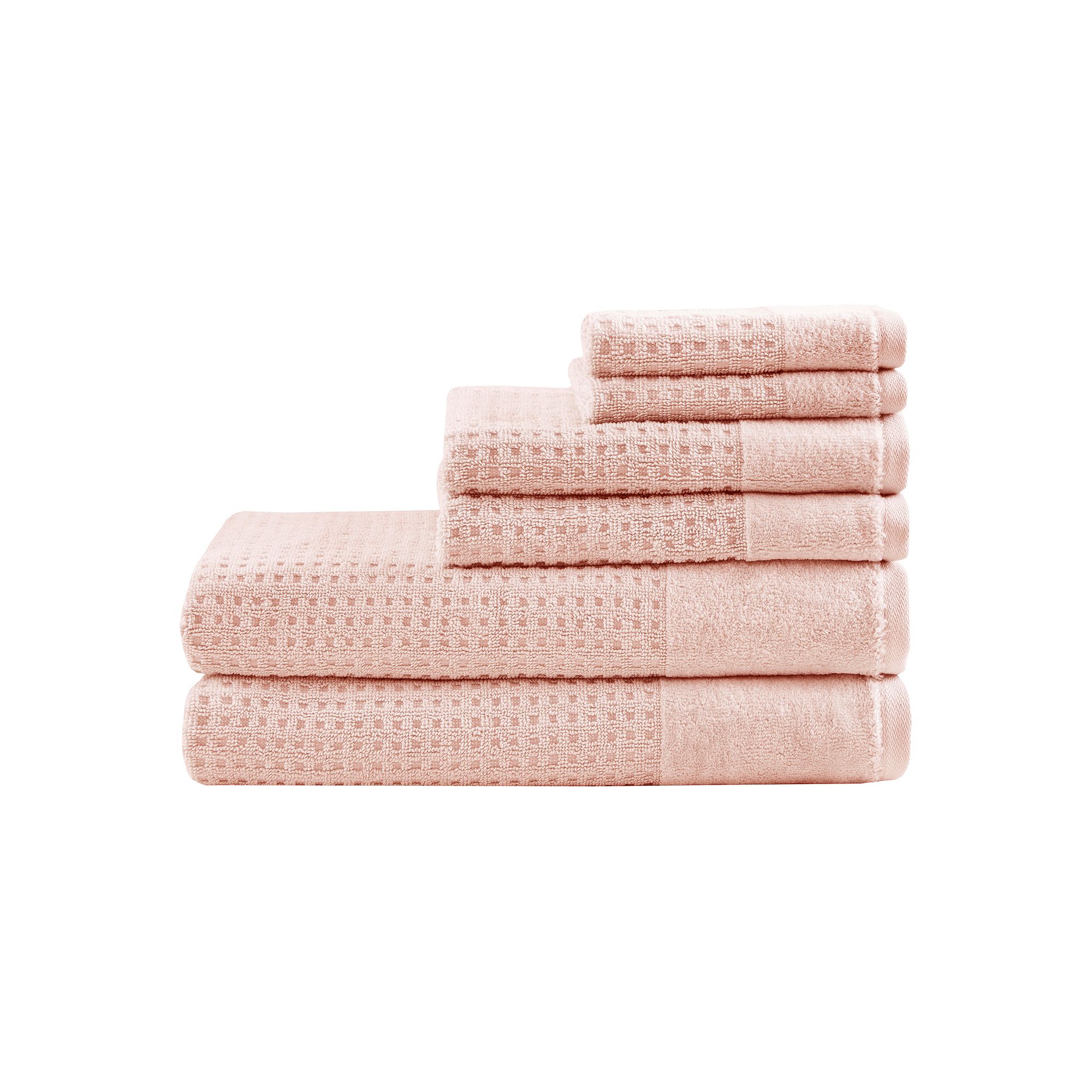 Madison Park Spa Waffle Cotton 6-piece Jacquard Antimicrobial Bath Towel Se