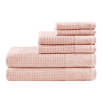 Madison Park Spa Waffle Cotton 6 pc Jacquard Antimicrobial Bath Towel Set