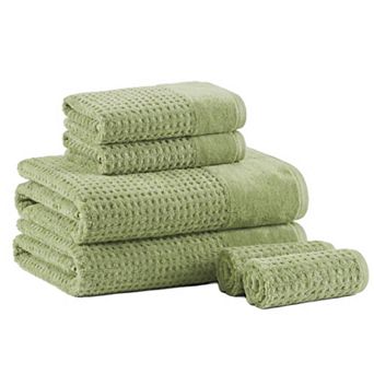 Madison Park Spa Waffle Cotton 6 pc Jacquard Antimicrobial Bath Towel Set