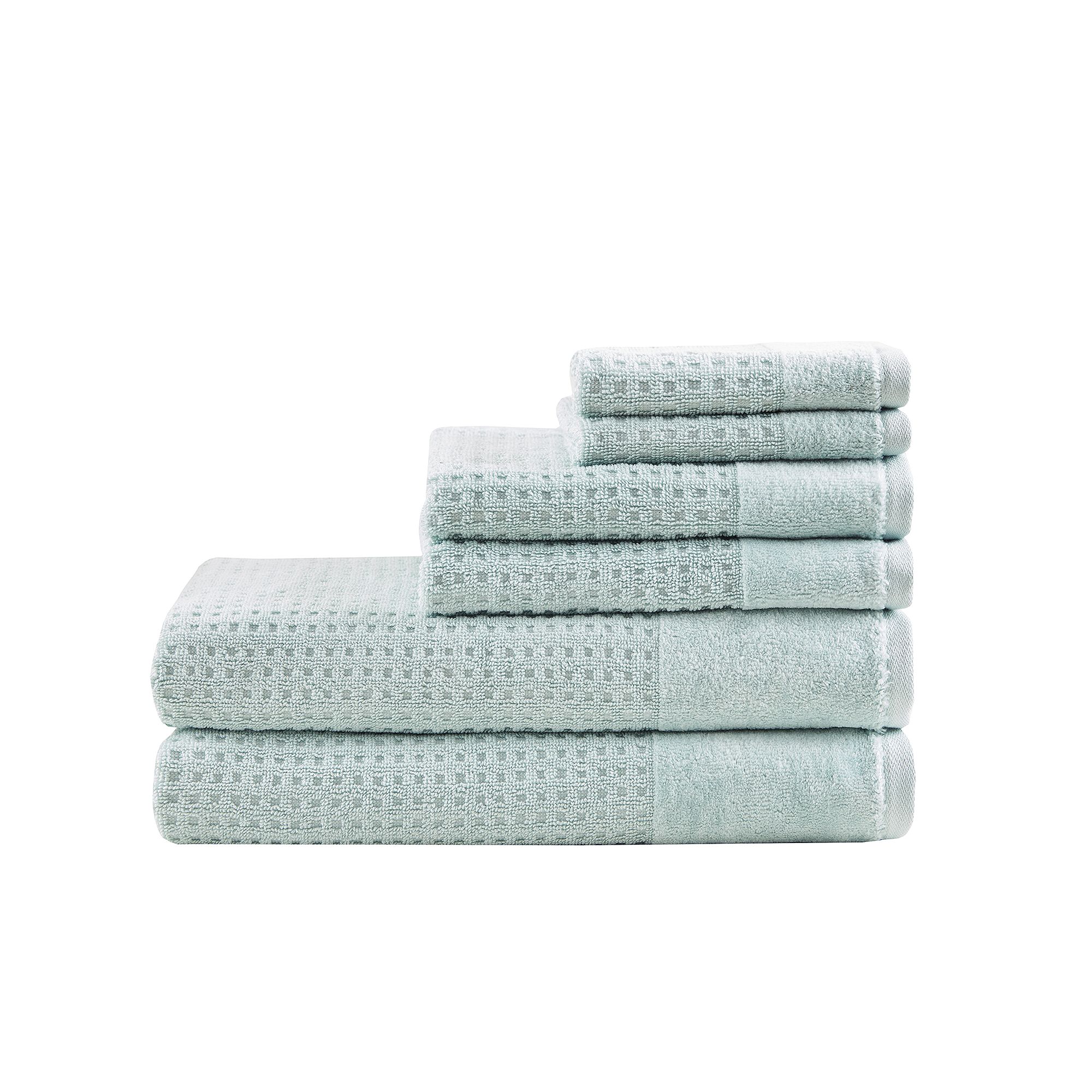 Madison Park Spa Waffle Cotton 6-piece Jacquard Antimicrobial Bath Towel Se