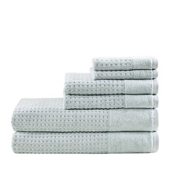 Madison Park Spa Waffle Cotton 6 pc Jacquard Antimicrobial Bath Towel Set