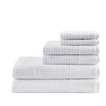 Madison Park Spa Waffle Cotton 6 pc Jacquard Antimicrobial Bath Towel Set