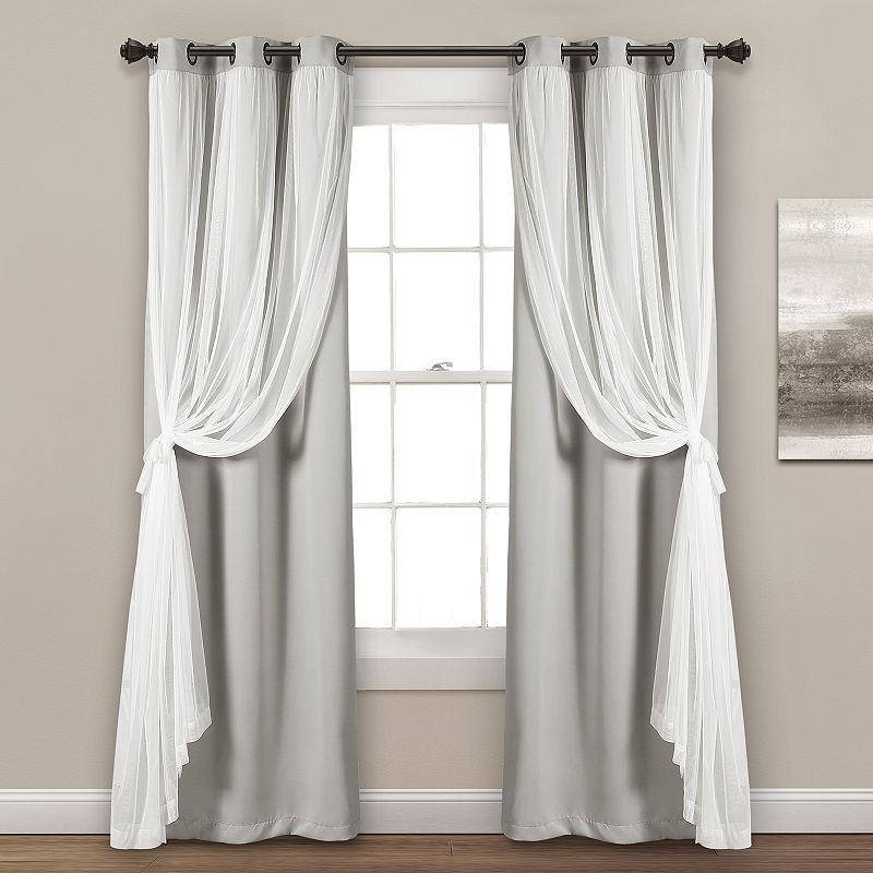 Lush Decor 2-pack Sheer Window Curtains, Light Grey, 38X108