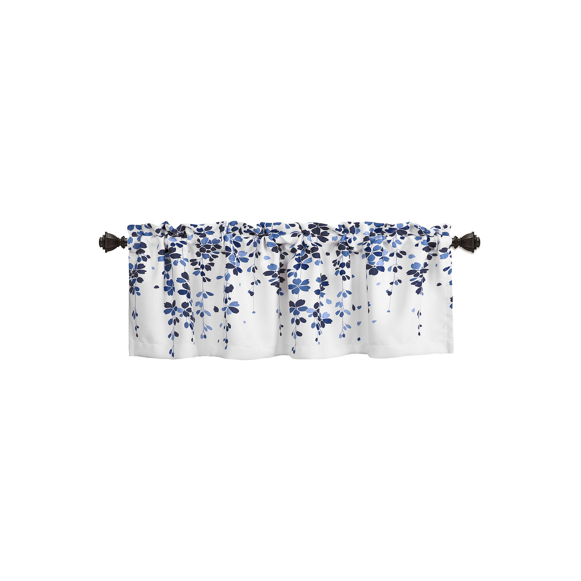 Lush Decor Weeping Flower Room Darkening Valance, Navy Blue