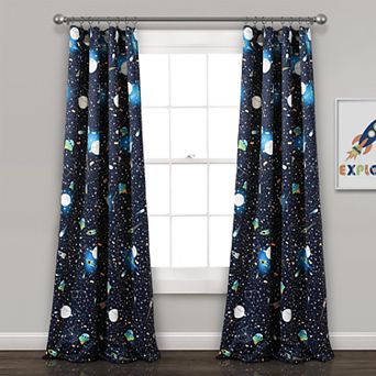 Lush Decor 2-pack Universe Room Darkening Window Curtain Set